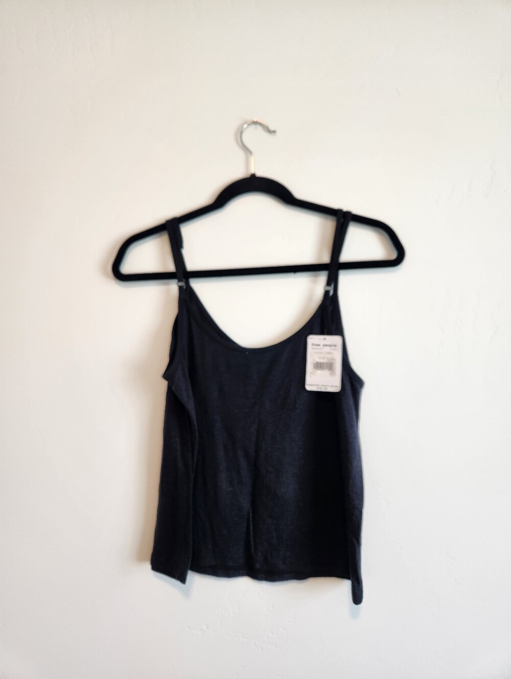 NWT Free People Black Spaghetti Strap Tank Top Size Medium - Picture 2 of 5